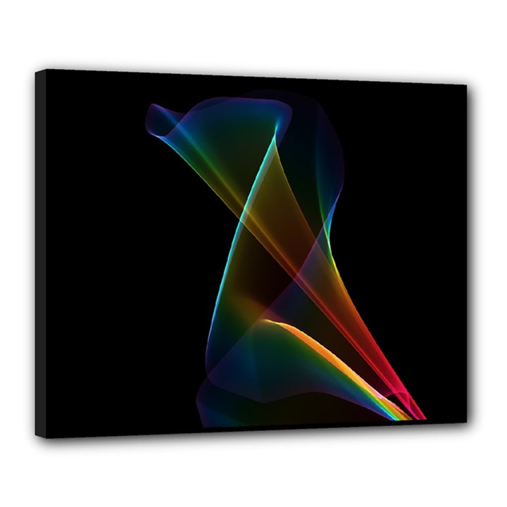 Abstract Rainbow Lily, Colorful Mystical Flower  Canvas 20  x 16  (Framed)