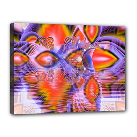 Crystal Star Dance, Abstract Purple Orange Canvas 16  X 12  (framed) by DianeClancy