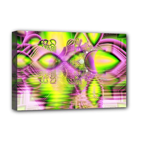 Raspberry Lime Mystical Magical Lake, Abstract  Deluxe Canvas 18  X 12  (framed) by DianeClancy