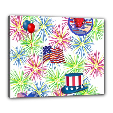 Patriot Fireworks Canvas 20  X 16  (framed) by StuffOrSomething