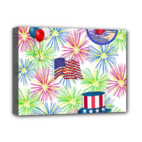 Patriot Fireworks Deluxe Canvas 16  X 12  (framed)  by StuffOrSomething