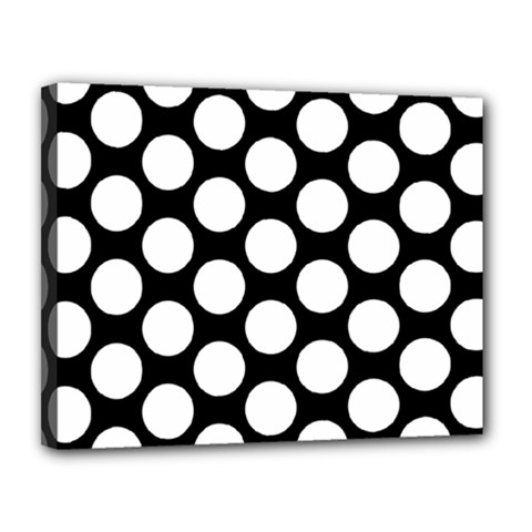 Black And White Polkadot Canvas 14  X 11  (framed) by Zandiepants