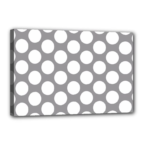 Grey Polkadot Canvas 18  X 12  (framed) by Zandiepants