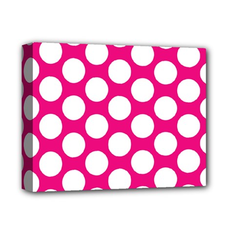 Pink Polkadot Deluxe Canvas 14  X 11  (framed) by Zandiepants