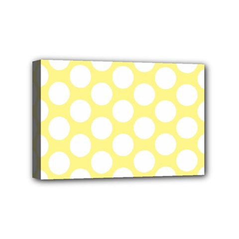 Yellow Polkadot Mini Canvas 6  X 4  (framed) by Zandiepants