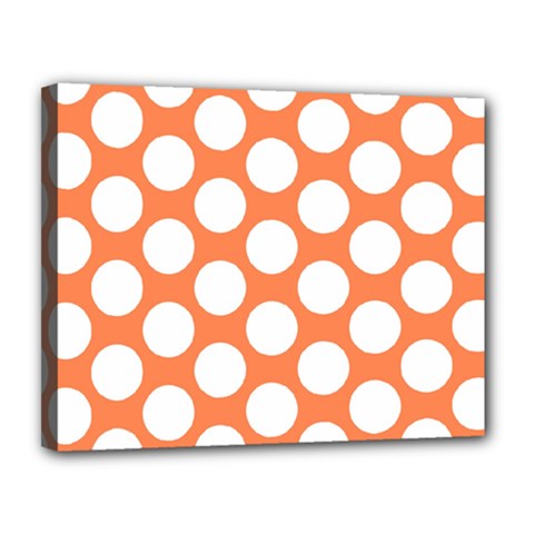 Orange Polkadot Canvas 14  X 11  (framed) by Zandiepants