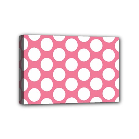 Pink Polkadot Mini Canvas 6  X 4  (framed) by Zandiepants