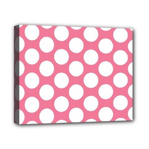 Pink Polkadot Canvas 10  X 8  (framed) by Zandiepants