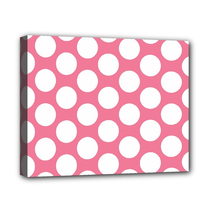 Pink Polkadot Canvas 10  x 8  (Framed)