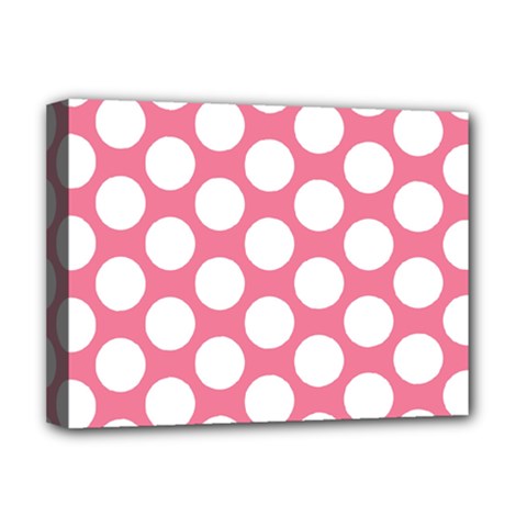 Pink Polkadot Deluxe Canvas 16  X 12  (framed)  by Zandiepants