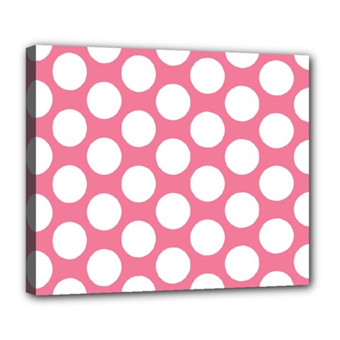 Pink Polkadot Deluxe Canvas 24  X 20  (framed) by Zandiepants