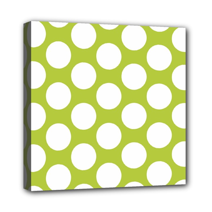 Spring Green Polkadot Mini Canvas 8  x 8  (Framed)