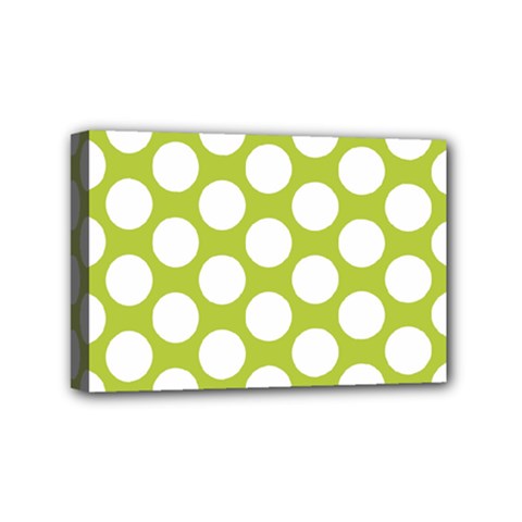 Spring Green Polkadot Mini Canvas 6  X 4  (framed) by Zandiepants