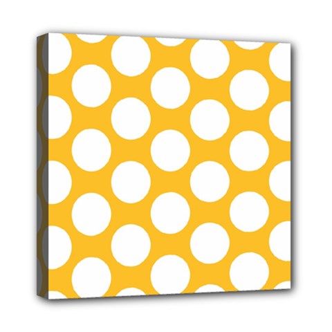 Sunny Yellow Polkadot Mini Canvas 8  X 8  (framed) by Zandiepants