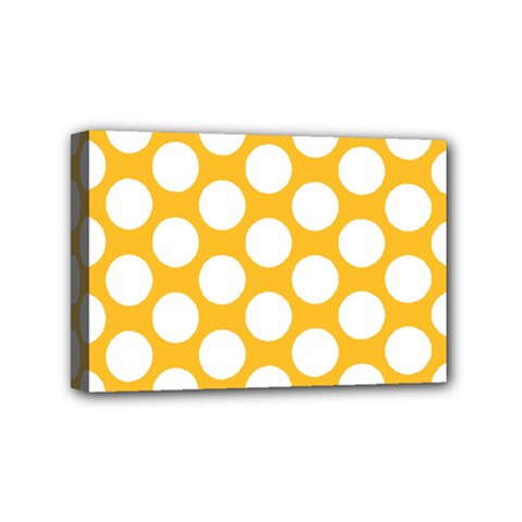 Sunny Yellow Polkadot Mini Canvas 6  X 4  (framed) by Zandiepants