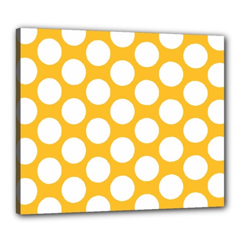 Sunny Yellow Polkadot Canvas 24  X 20  (framed) by Zandiepants