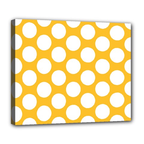 Sunny Yellow Polkadot Deluxe Canvas 24  X 20  (framed) by Zandiepants