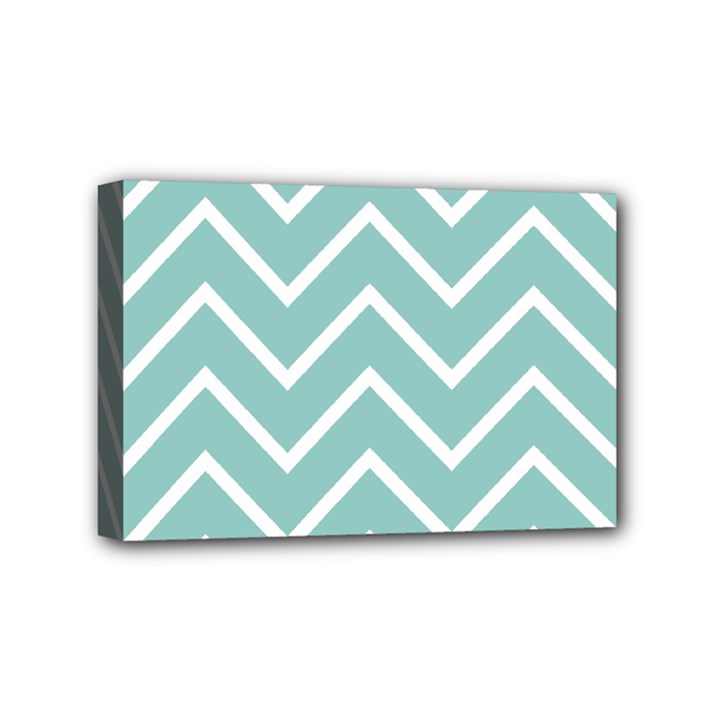 Blue And White Chevron Mini Canvas 6  x 4  (Framed)