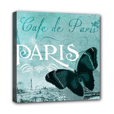 Paris Butterfly Mini Canvas 8  X 8  (framed) by zenandchic