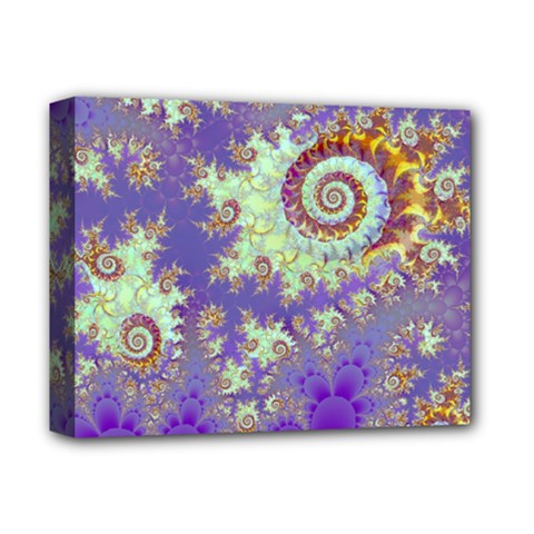 Sea Shell Spiral, Abstract Violet Cyan Stars Deluxe Canvas 14  X 11  (framed) by DianeClancy