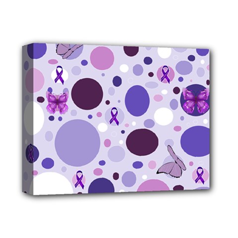 Purple Awareness Dots Deluxe Canvas 14  X 11  (framed) by FunWithFibro