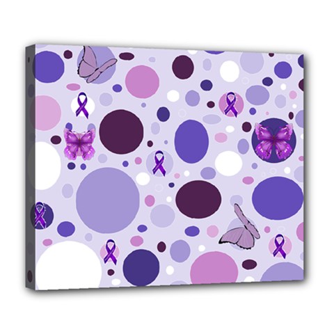 Purple Awareness Dots Deluxe Canvas 24  X 20  (framed) by FunWithFibro