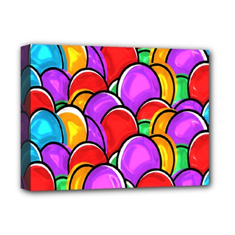 Colored Easter Eggs Deluxe Canvas 16  X 12  (framed)  by StuffOrSomething