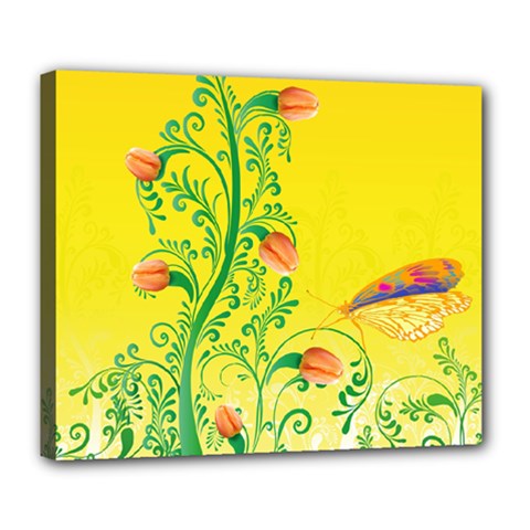 Whimsical Tulips Deluxe Canvas 24  X 20  (framed)