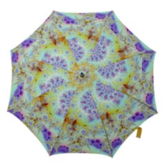 Golden Violet Sea Shells, Abstract Fractal Ocean Hook Handle Umbrella (large) by DianeClancy