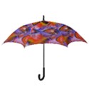 Crystal Star Dance, Abstract Purple Orange Hook Handle Umbrella (Large) View3