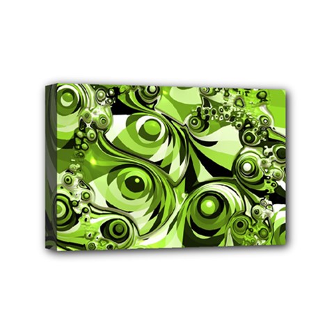 Retro Green Abstract Mini Canvas 6  X 4  (framed) by StuffOrSomething