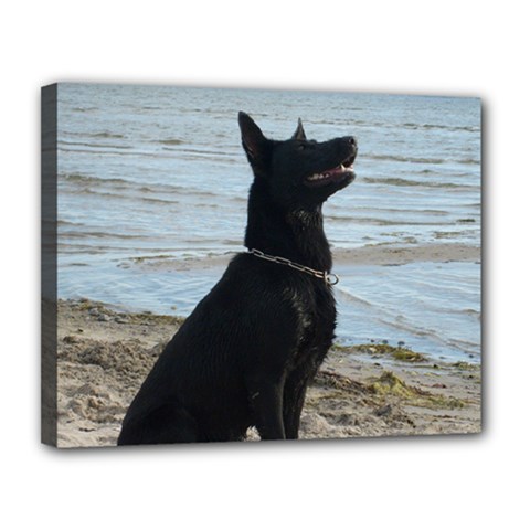 Black German Shepherd Canvas 14  X 11  (framed) by StuffOrSomething