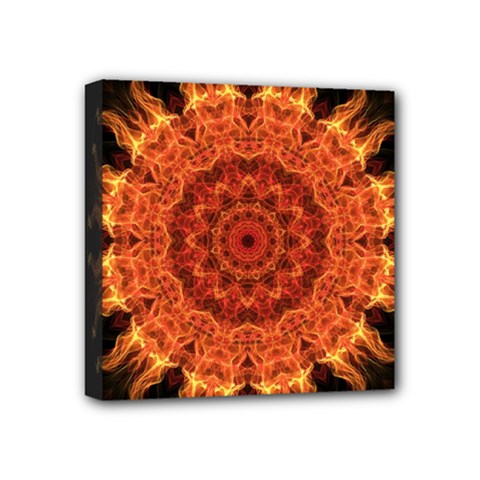 Flaming Sun Mini Canvas 4  X 4  (framed) by Zandiepants