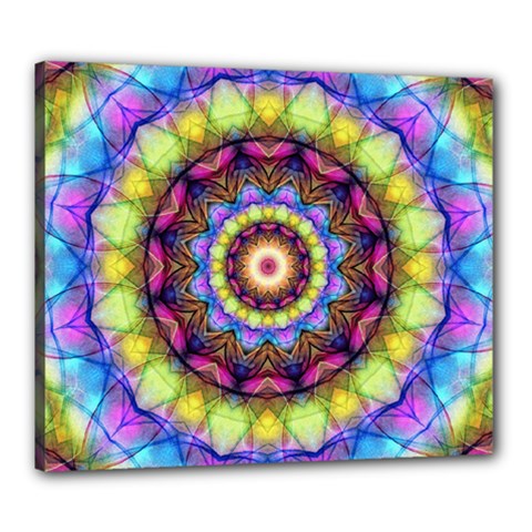 Rainbow Glass Canvas 24  X 20  (framed) by Zandiepants