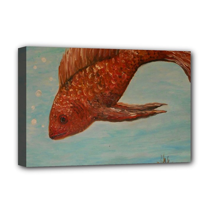 Gold Fish Deluxe Canvas 18  x 12  (Framed)