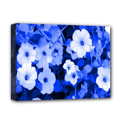 Blue Flowers Deluxe Canvas 16  X 12  (framed) 