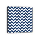 Dark Blue And White Zigzag Mini Canvas 4  x 4  (Framed) View1