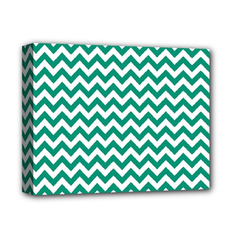 Emerald Green And White Zigzag Deluxe Canvas 14  X 11  (framed)