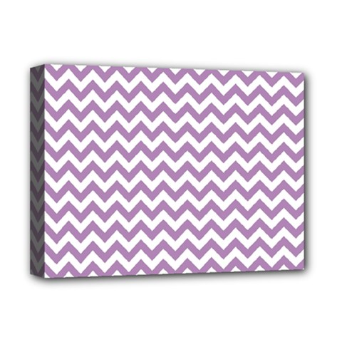 Lilac And White Zigzag Deluxe Canvas 16  X 12  (framed)  by Zandiepants