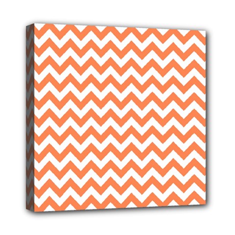 Orange And White Zigzag Mini Canvas 8  X 8  (framed) by Zandiepants