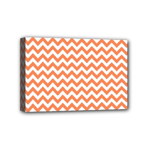 Orange And White Zigzag Mini Canvas 6  X 4  (framed) by Zandiepants