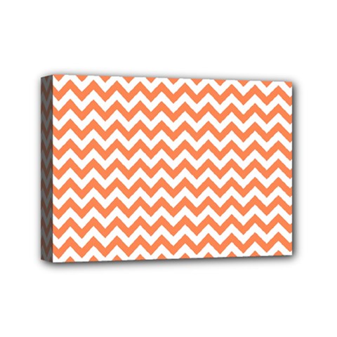 Orange And White Zigzag Mini Canvas 7  X 5  (framed) by Zandiepants