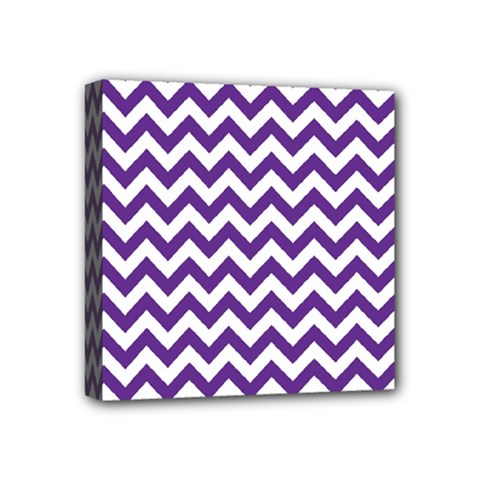 Purple And White Zigzag Pattern Mini Canvas 4  X 4  (framed) by Zandiepants