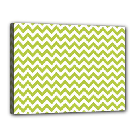 Spring Green And White Zigzag Pattern Canvas 16  X 12  (framed) by Zandiepants