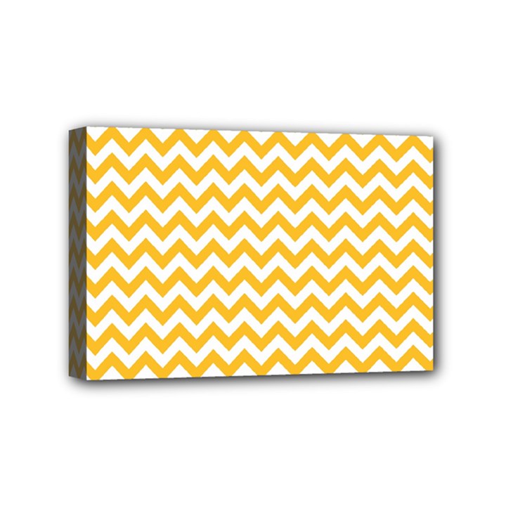 Sunny Yellow And White Zigzag Pattern Mini Canvas 6  x 4  (Framed)