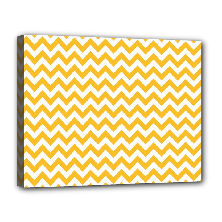 Sunny Yellow And White Zigzag Pattern Canvas 14  x 11  (Framed)