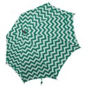 Emerald Green and White ZigZag pattern Hook Handle Umbrella (Medium) View2