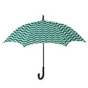 Emerald Green and White ZigZag pattern Hook Handle Umbrella (Medium) View3