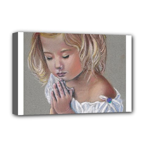 Prayinggirl Deluxe Canvas 18  X 12  (framed)