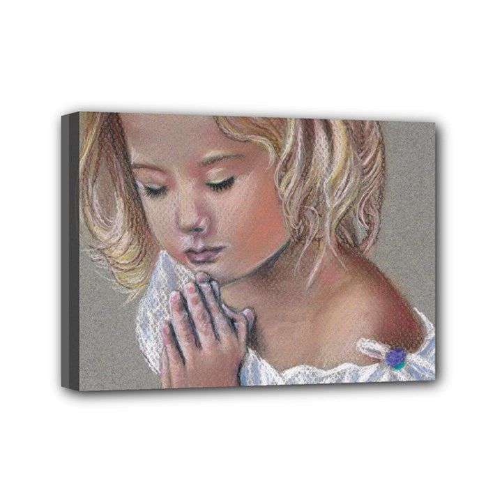 Prayinggirl Mini Canvas 7  x 5  (Framed)